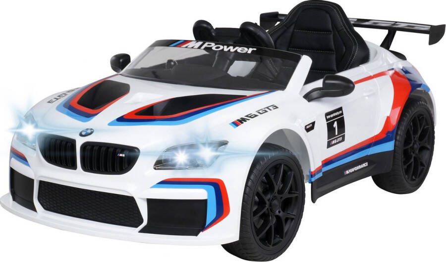 BMW Elektrische kinderauto M6 GT3 met leren stoel en rubber banden en met afstandsbediening met ventilatie