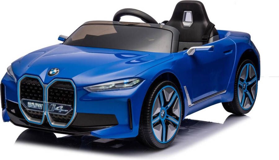 BMW i4 Elektrische Kinderauto 12V Accu 1-6 jaar Accuvoertuig met Afstandsbediening MP4 Bluetooth Blauw