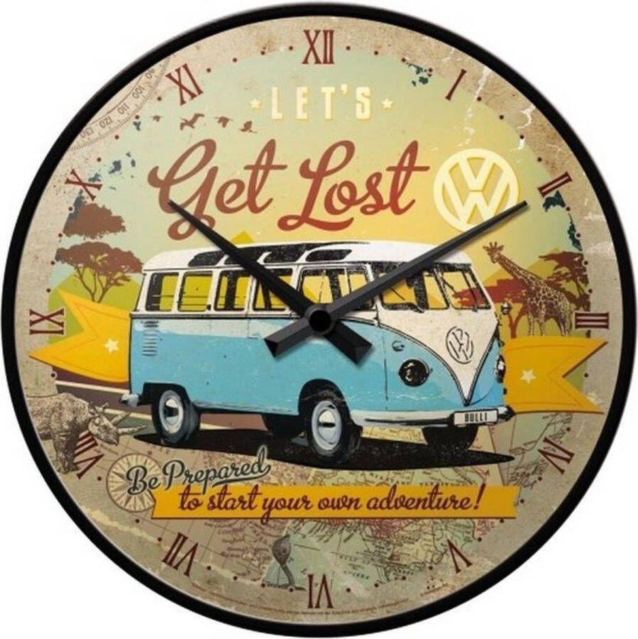 Nostalgic Art Merchandising wandklok rond Volkswagen T1 Nostalgic-Art Let's get lost