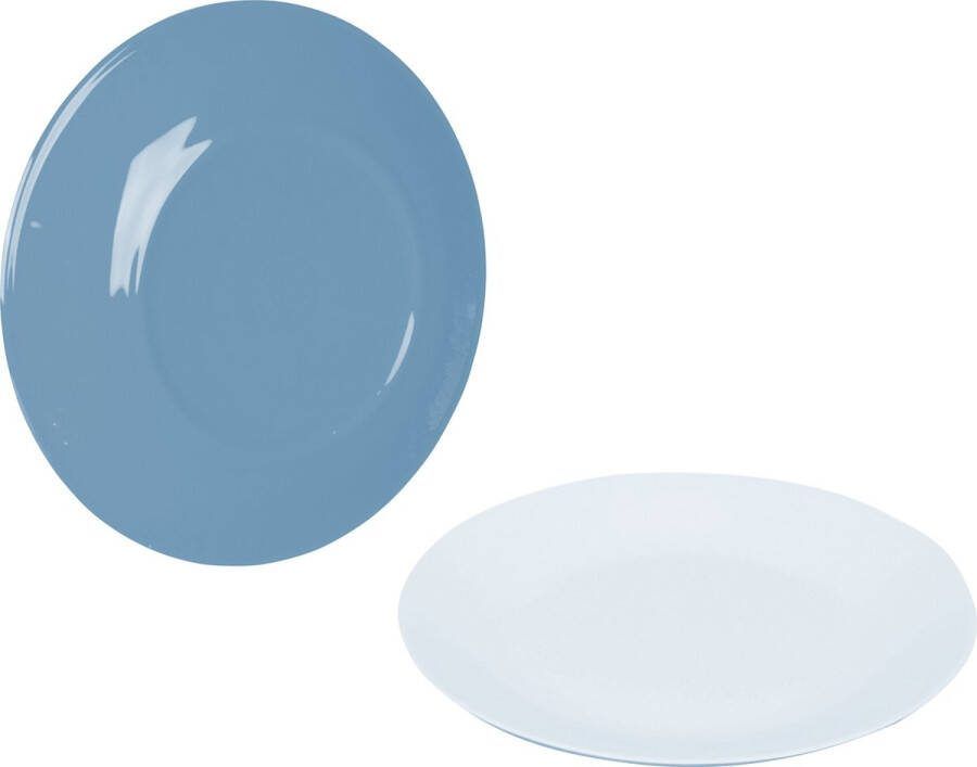 Bo-Camp ontbijtbord tweecolorig blauw 4-delige set
