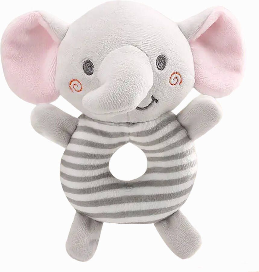 Bo & Mila Rammelaar Olifant Baby Rammelaar Zacht Pluche Knisper Oren Grijs Wit Gestreept Piepje