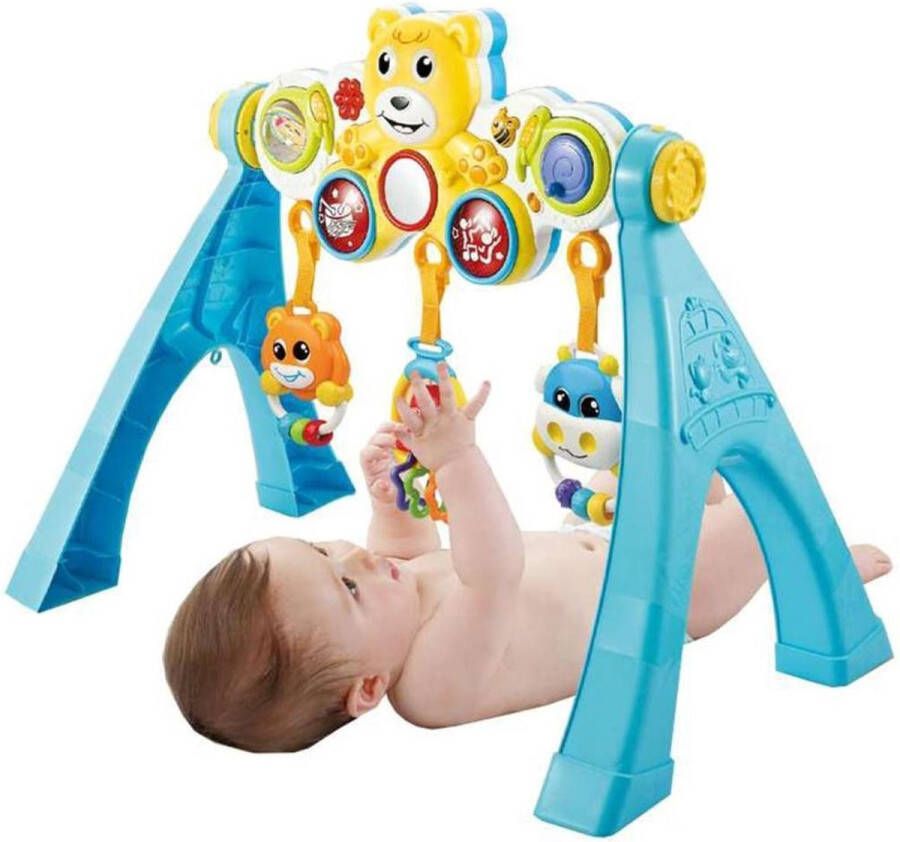 Bo Jungle Speelboog Baby Peuter met muziek en lichtjes Activiteitenboog Omvormbaar tot speeltafel Te bevestigen aan bed of park Activity Arch Music & Light Bear