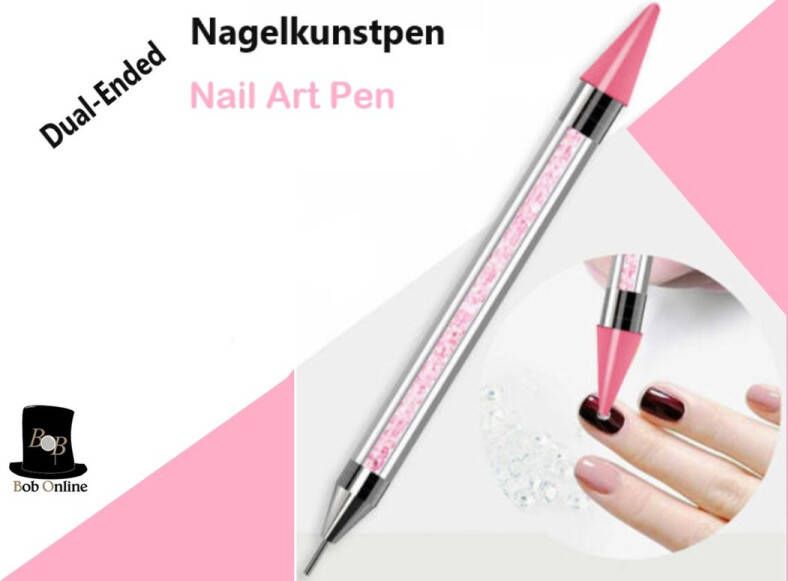 Bob Online ™ 2-in-1 – Roze – Nagelkunstpen met dubbel uiteinde – nagelkunst Gereedschap Pen – Nail Art Hulpmiddel – Voor het oppaken van strass Steentjes Kri Stallen Studs Edelstenen Sieradenkralen Pailletten enz. – 2-in-1 Nail Art Pen