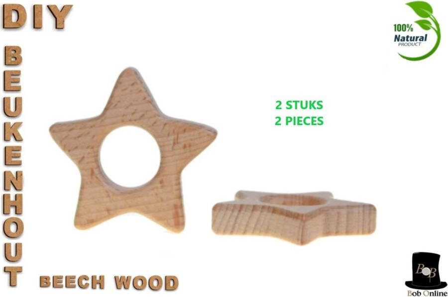 Bob Online ™ 2 x Houten Sterren Houten Ster Hobbydecoratie Object Beukenhout Ster Beechwood Star – Wooden Star Hobby Decoration Object – Wooden Hobby – Houten Hobby – Houten Hobby Ster Vorm – Ster Vorm – Houten Vormen – Ster Servetringen