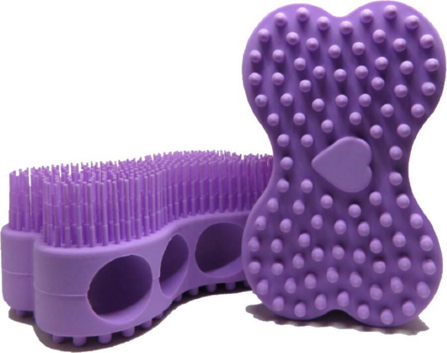 Bobbels & Putten Badborstel – 2 stuks violet badkamer accessoires dry brush douchespons bad spons washandjes