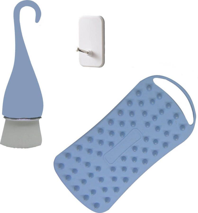 Bobbels & Putten Badborstel en gezichtsborstel blauw bad borstel lichaamsborstel anti roos borstel bad spons silicone – dry brush – massage borstel baby borstel washandjes -lichtblauw