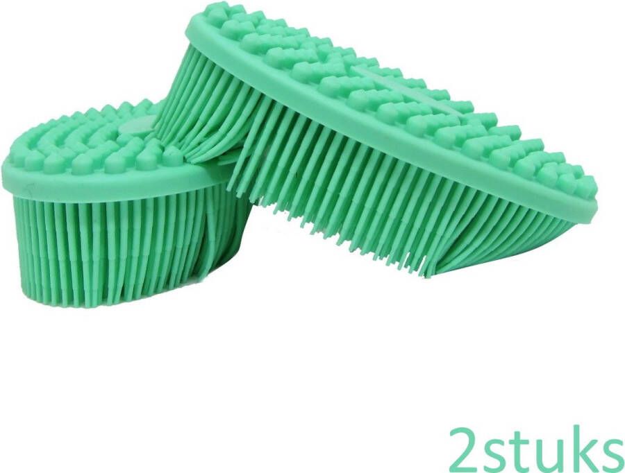 Bobbels & Putten badborstel groen 2 stuks douchespons badkamer accessoires dry brush baby verzorgingsset