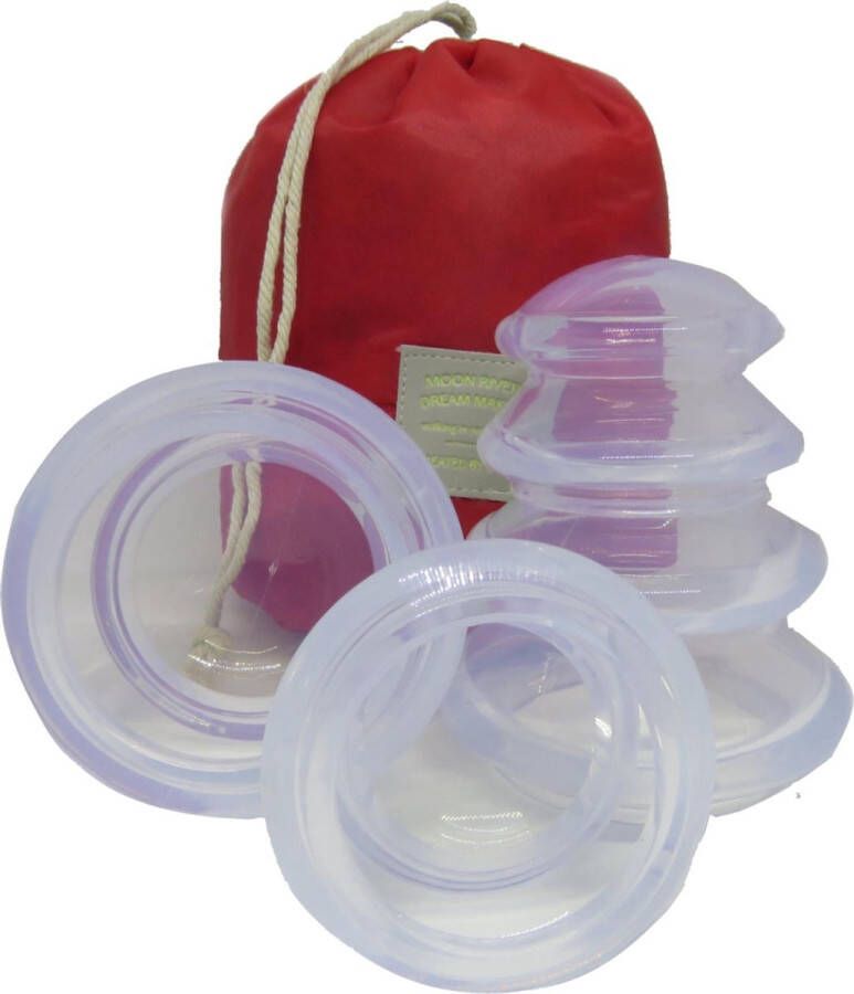 Bobbels & Putten Cupping massage set- 4 stuks + tas voor onder de douche cellulite cups – anti cellulitis massage apparaat voor onder de douche