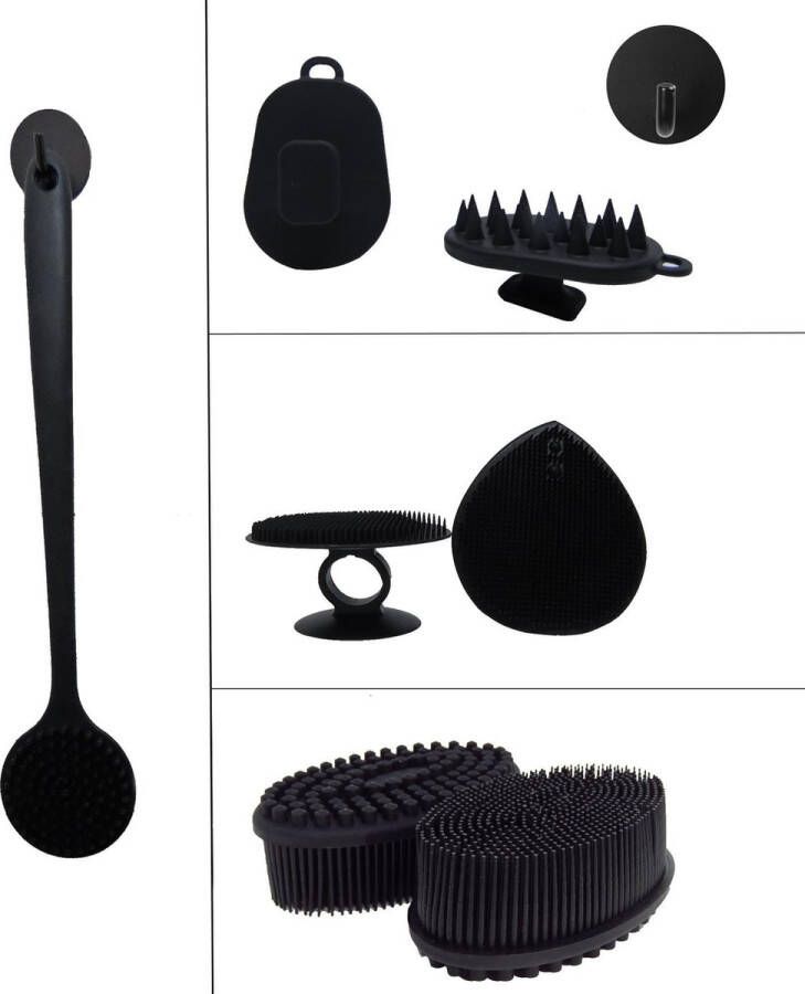 Bobbels & Putten set black velvet L badkamer accessoires badborstel doucheborstel haarborstel dry brush douchespons