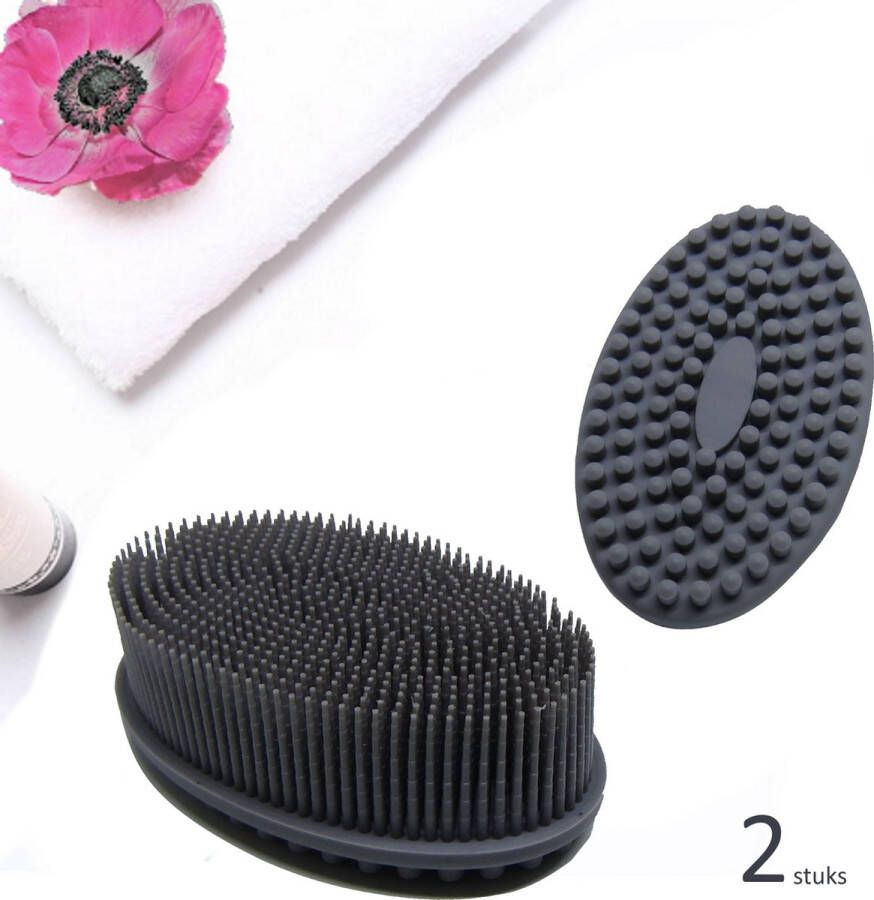 Bobbels & Putten Silicone badborstel 2 stuks douchespons badkamer accessoires dry brush baby verzorgingsset washandjes