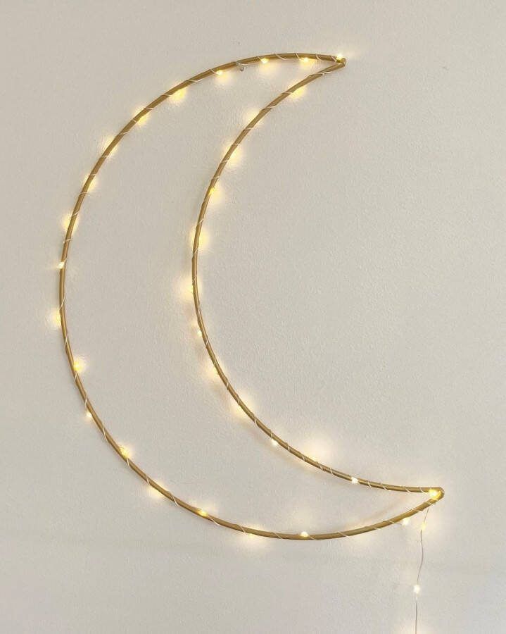 Maanlampje Maan lamp Metaal Ledverlichting Nachtlampje Babykamer Kinderkamer Goud 30cm