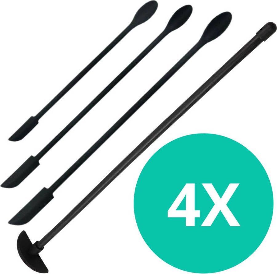 Bodega essentials Bodega Flessenlikker Set van 4 Vaatwasserbestendig Mat Zwart Siliconen Pannenlikker Pottenlikker Flessenschraper Flessentrekker