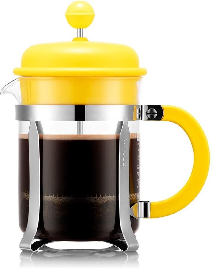 Bodum Caffettiera French Press Cafetière Kunststof deksel 4 kops Geel 500ml