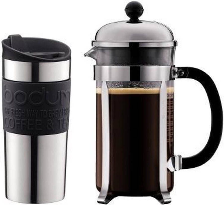 Bodum Chambord Cafetiere met Travelmug 8 kops 1.0 l Zwart