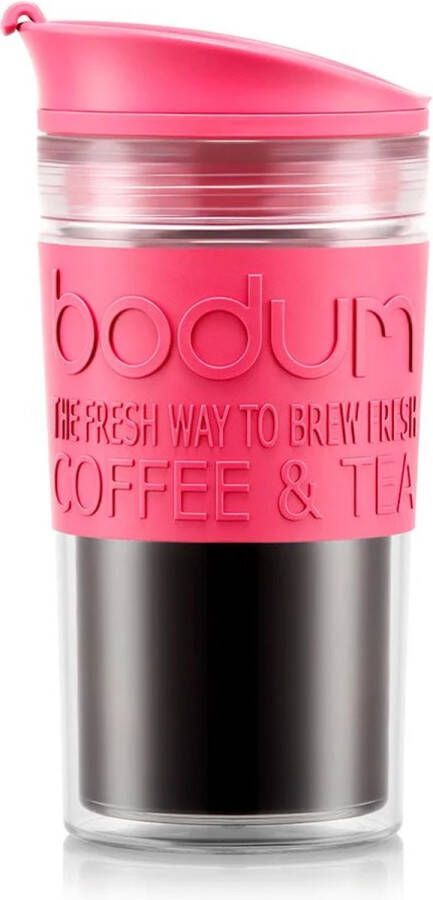 Bodum Thermosbeker Travel Mug Roze Transparant 0.35 Liter