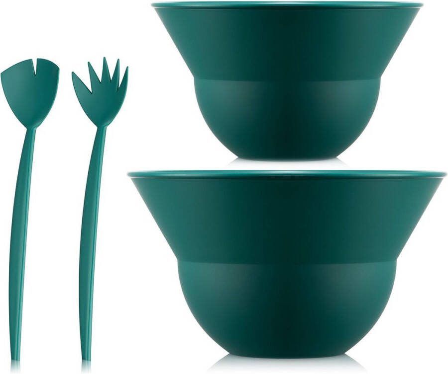 Bodum Topee Bowls Twee saladekommen mengkommen en saladecouvert 4 9 liter & 3 liter Forest Green