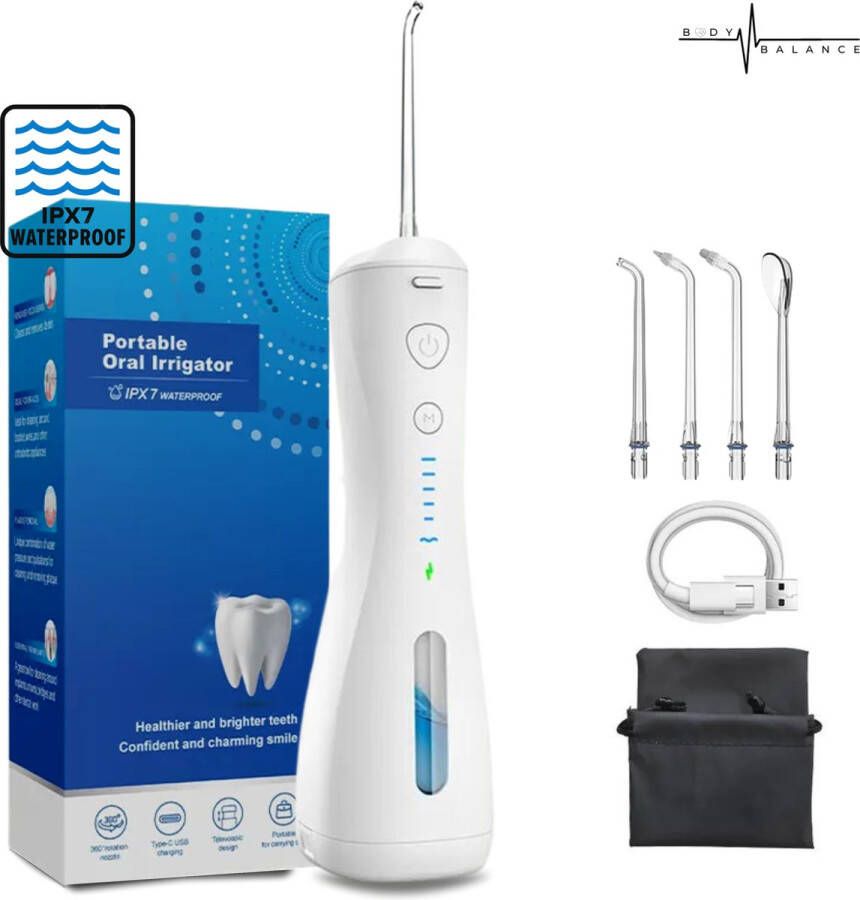 BodyBalance Waterflosser Oplaadbare Waterpik 6 standen zwart Waterbestendige Monddouche