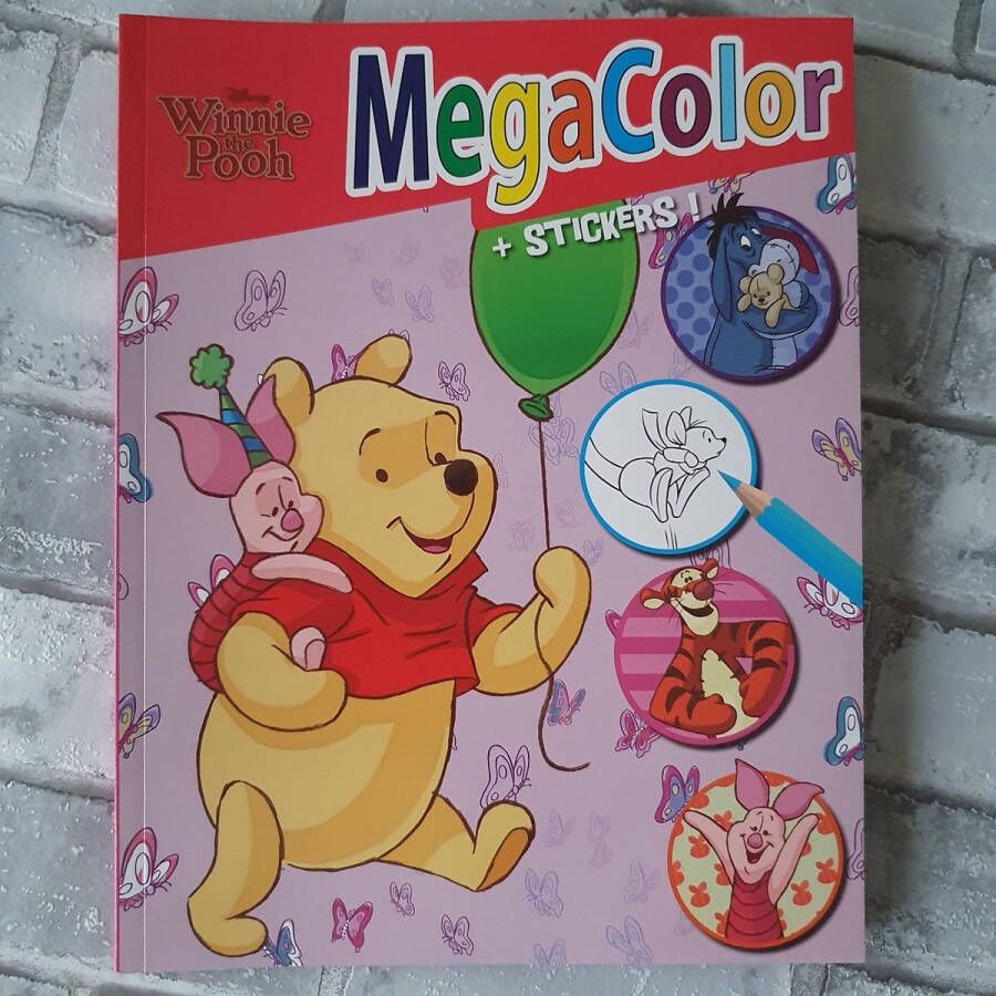 Boek Specials Nederland Kleurboek met stickers Megacolor 125 kleurplaten Disney Winnie the pooh uren kleurplezier