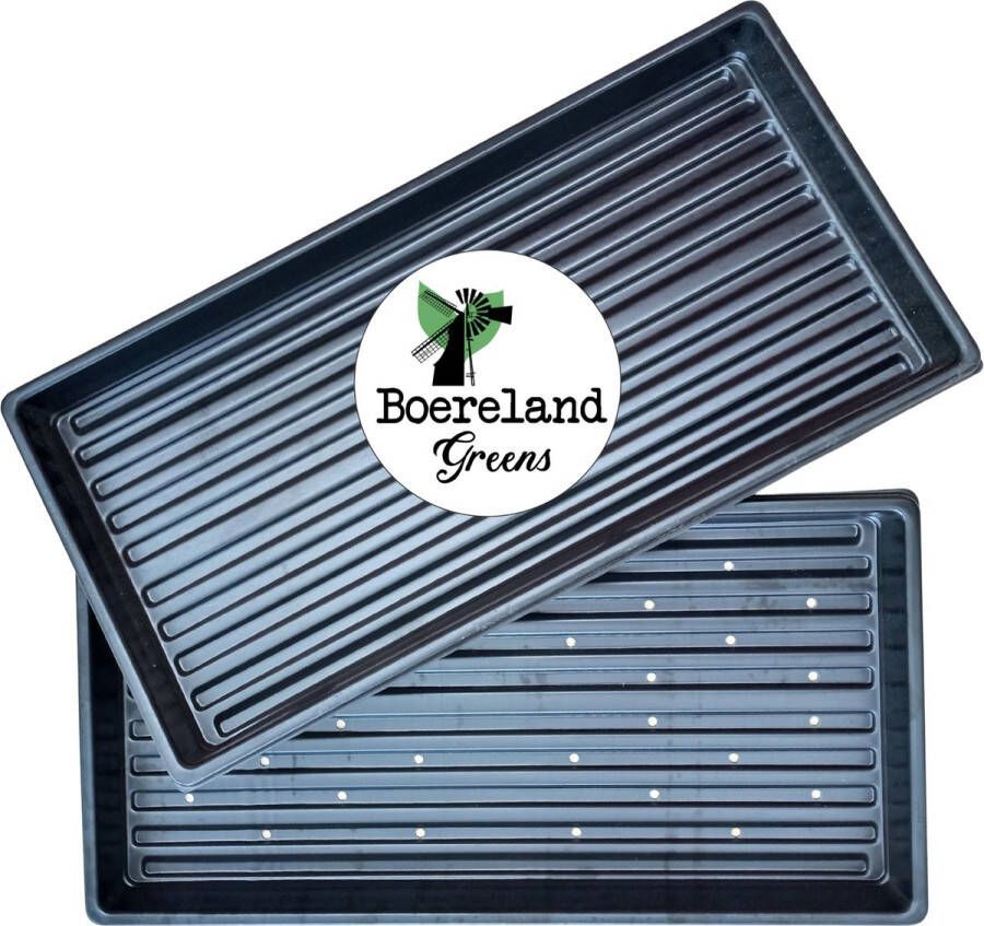 Boereland Greens 10x Microgreens Zaaitray Combo | Kweekbak voor Microgroenten Microgreens Kiemgroenten Zaailingen | 1020 (ondiep) Kweektray- Zwart | 5x Ongeperforeerd + 5x Geperforeerd