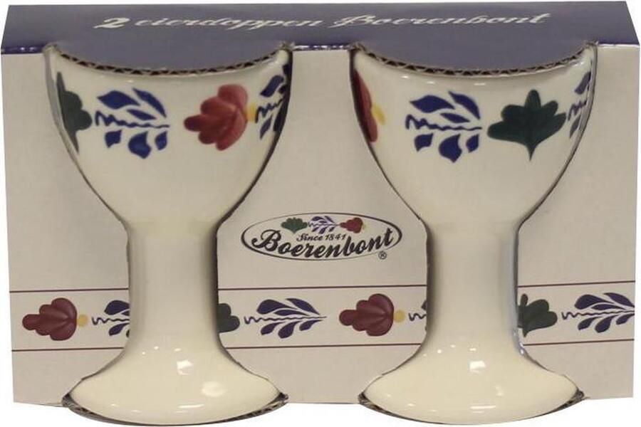 Boerenbont Hoge Eierdop Aardewerk 2 stuks
