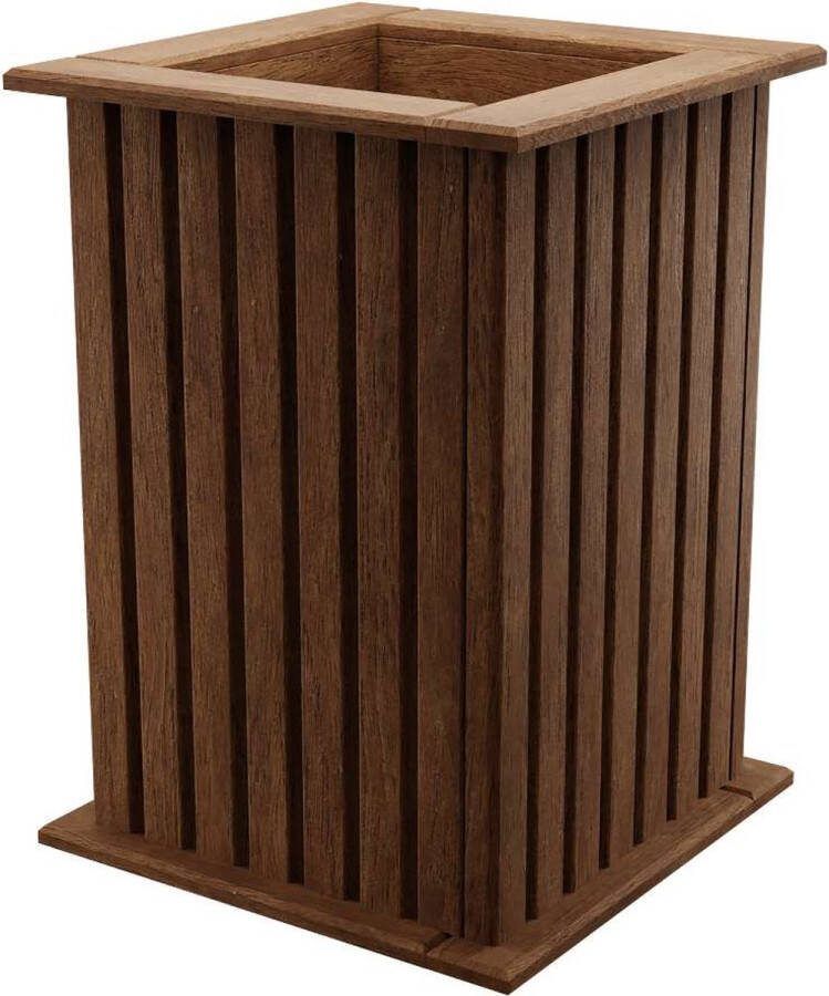 BOGATECO houten bloembak Plantenbak Bloempot 40 x 25 x 25 cm Kruidenpot voor huis tuin balkon terras Pot met kunststof inzetstuk Waterdicht Donkerbruin