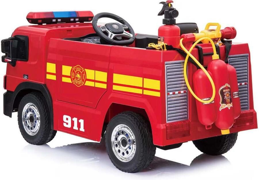 Bogi Elektrische kinderauto Brandweer 12V Met vele extra's en functies Met afstandsbediening EVO banden Rood