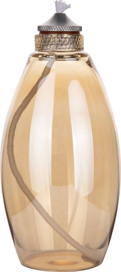 Bohemian Lights Olielamp glas voor binnen vaas vorm amber glas 7 5 x 12 2 cm inclusief gratis trechter