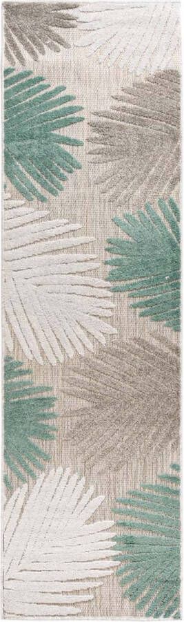 Boho&me Balkonkleed palmbladeren Verano grijs|mint 66x230 cm
