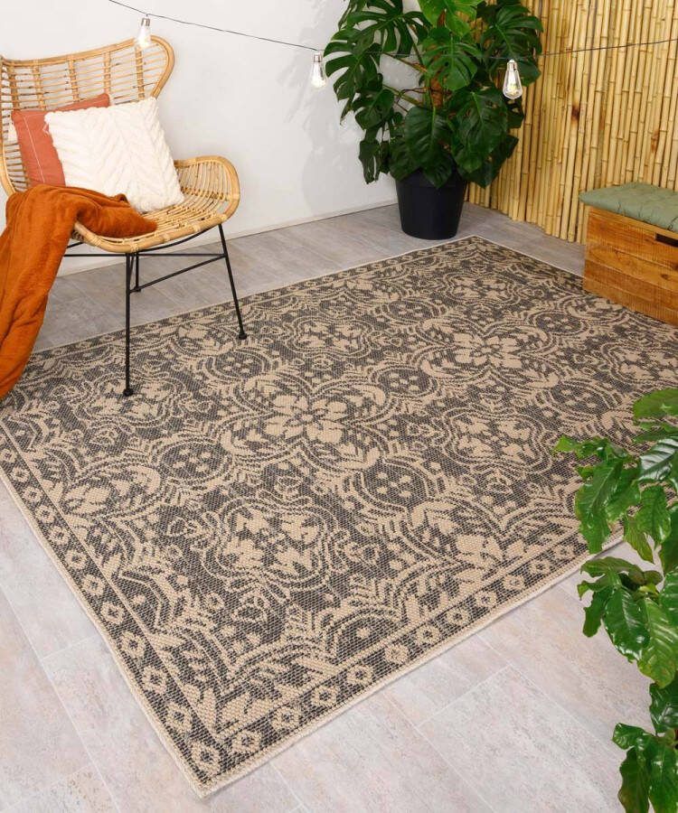 Boho&me Buitenkleed Sunny Oriental beige|zwart 80x150 cm