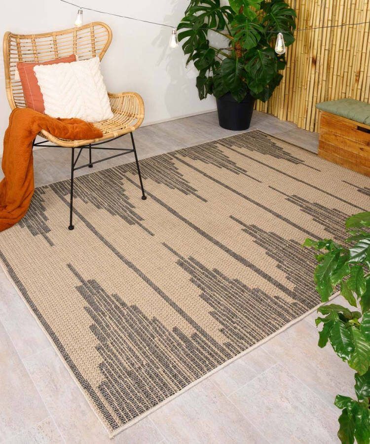 Boho&me Jute buitenkleed Sunny Grotto beige|zwart 160x240 cm