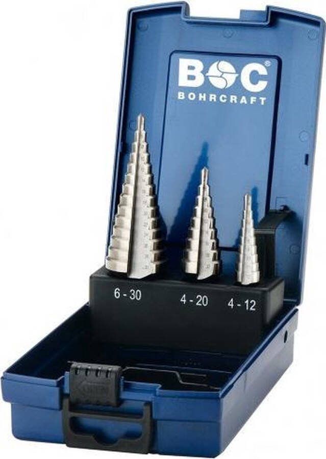 Bohrcraft Stappenboren set HSS-G 3-delig stappenboor