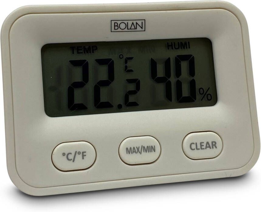 Bolan digitale hygrometer wit hygrometer en thermometer digitaal opnemen minimum en maximum luchtvochtigheid