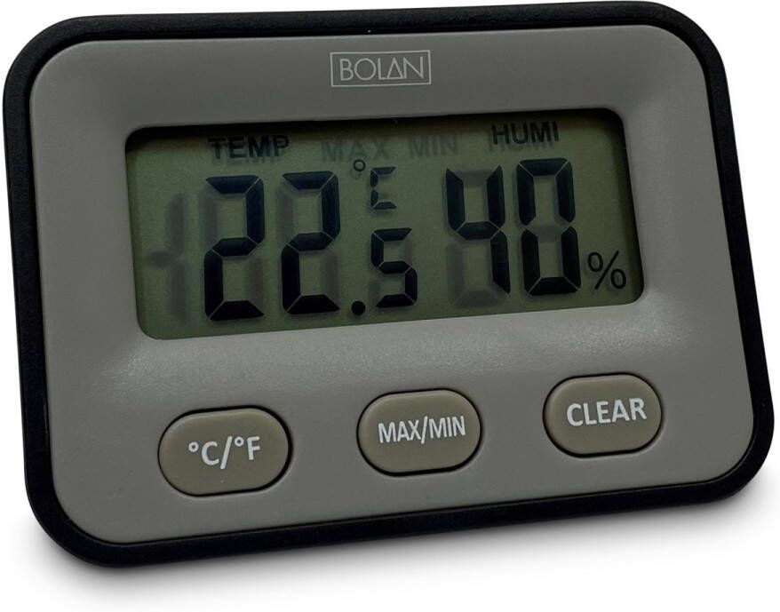 Bolan digitale hygrometer zwart hygrometer en thermometer digitaal opnemen minimum en maximum luchtvochtigheid