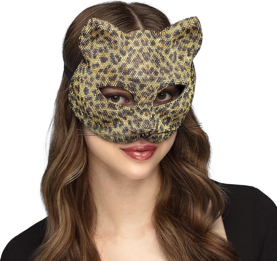 Boland Halfmasker Diamond cat Volwassenen Luipaard Gemaskerd bal