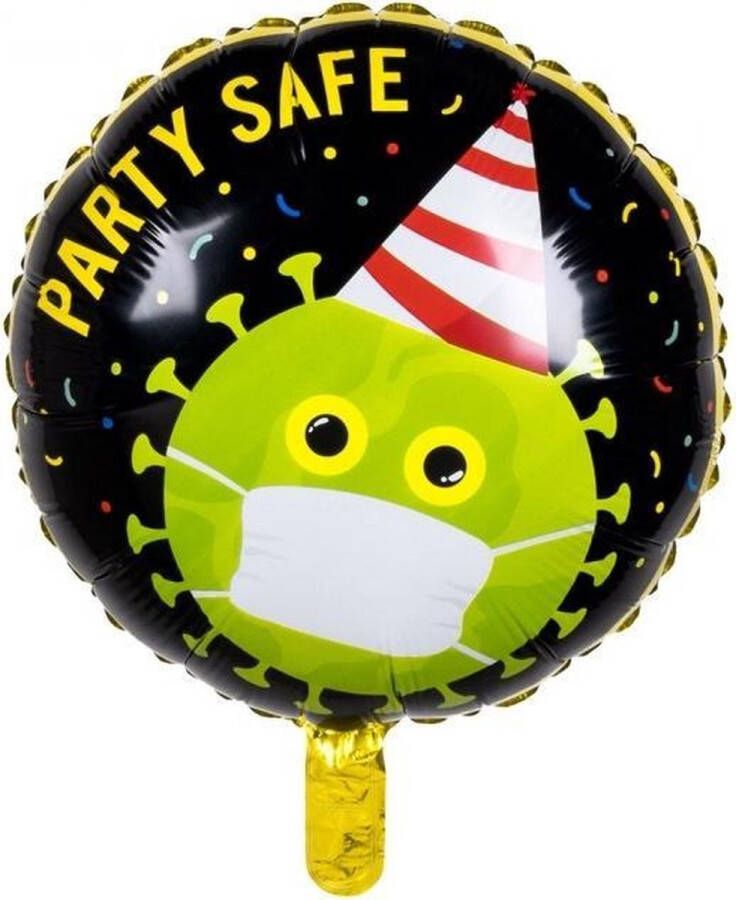 Boland Folieballon Party Safe 45 cm Virus Mondkapje Zwart groen