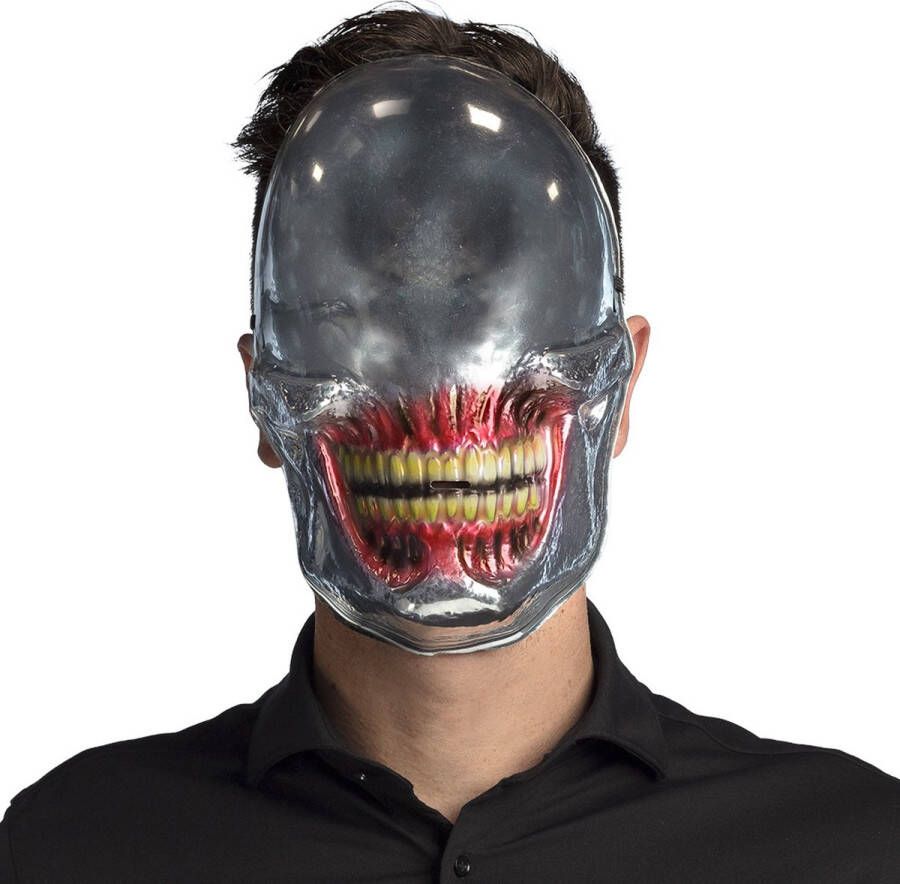 Boland Gezichtsmasker Mirror skull Zilver Volwassenen Alien Halloween en Horror- Sciencefiction