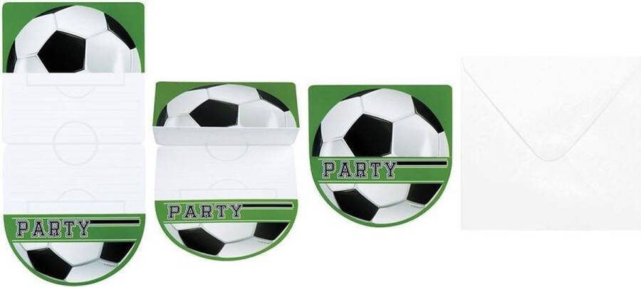 Boland Party Products Set 6 Uitnodigingskaarten Voetbal met enveloppen