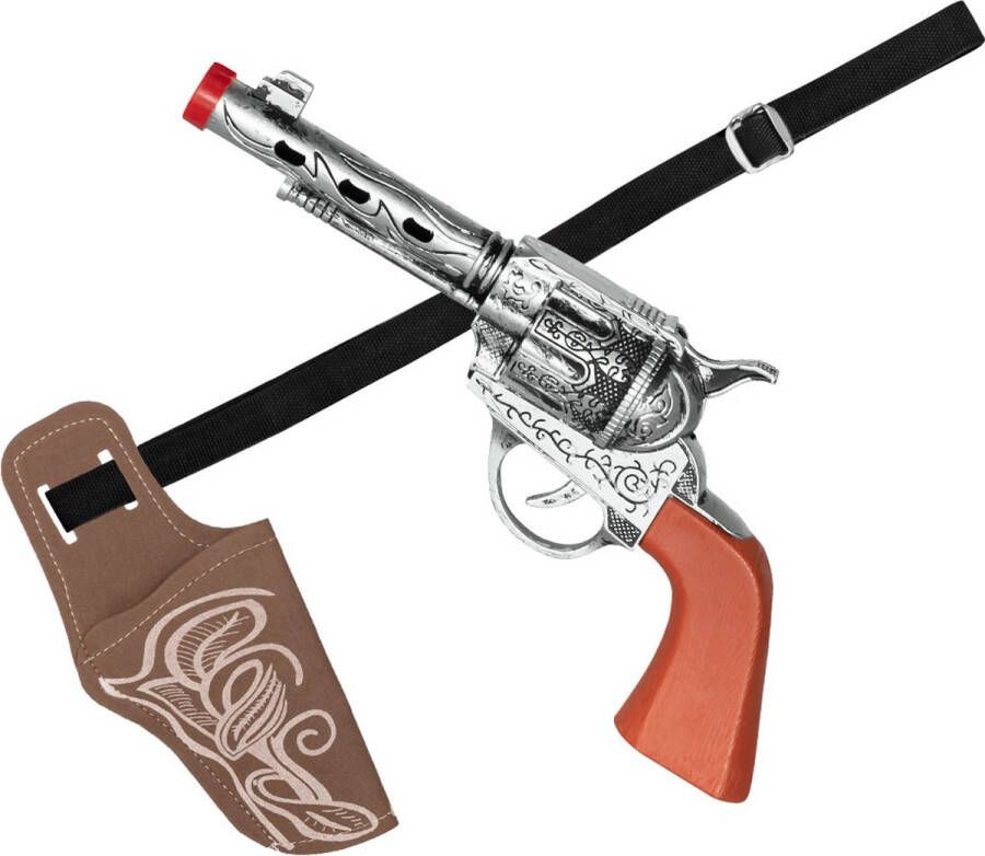 Boland Verkleed cowboy holster met een revolver pistool voor kinderen Verkleedattributen