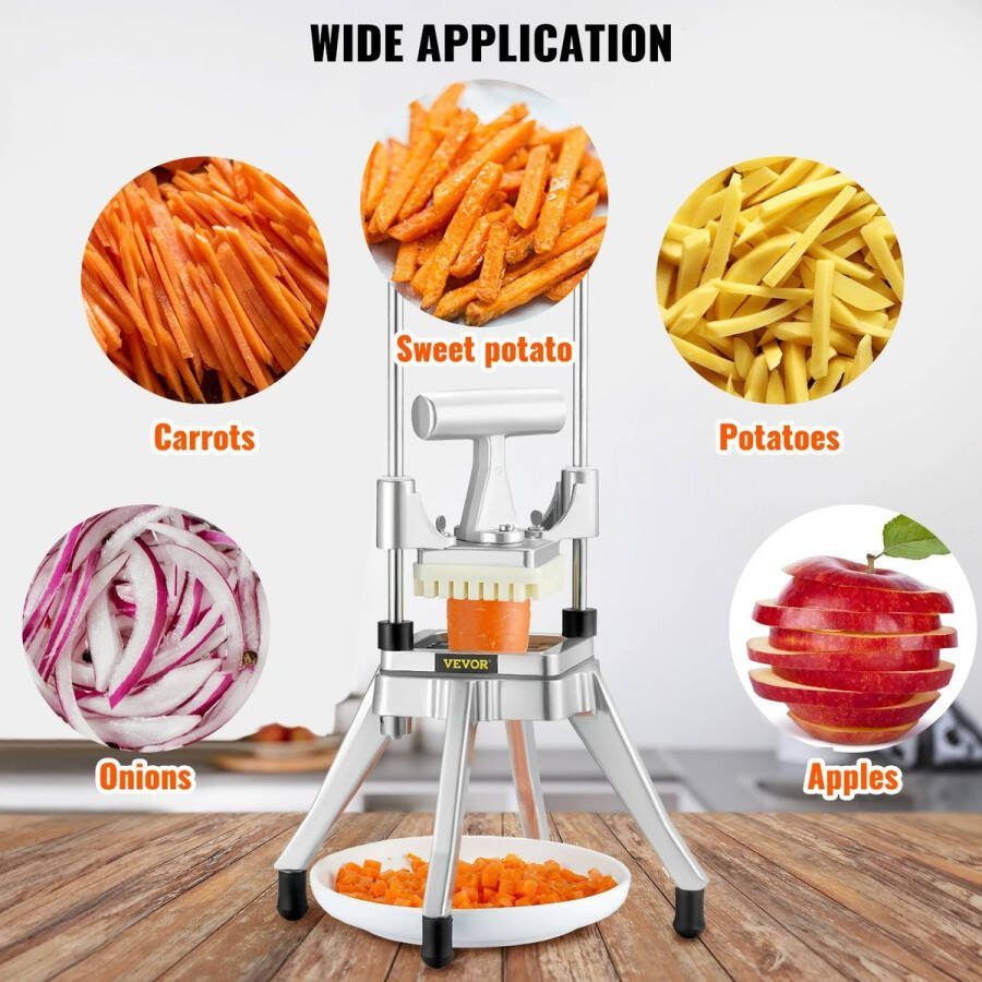 BolGalaxy vevor BolGalaxy Vevor Groentesnijder Fruitsnijder Aardappelsnijder Frietsnijder Commerciële Chopper Met 2 vervangende messen -Roestvrij staal