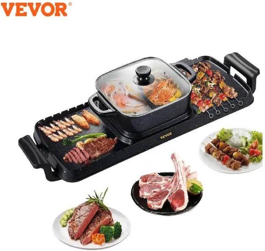 Bolifybuy Barbecue Hotpot Grill 2400W 26.5x73.5cm Elektrische BBQ Grillplaat