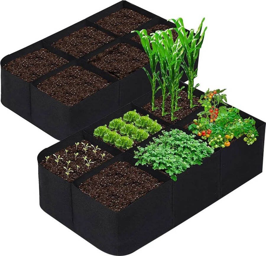 Bolifybuy Kweekbak Stoffen 6 vakken Tuinbak 120x60x30cm Vilt Herbruikbaar