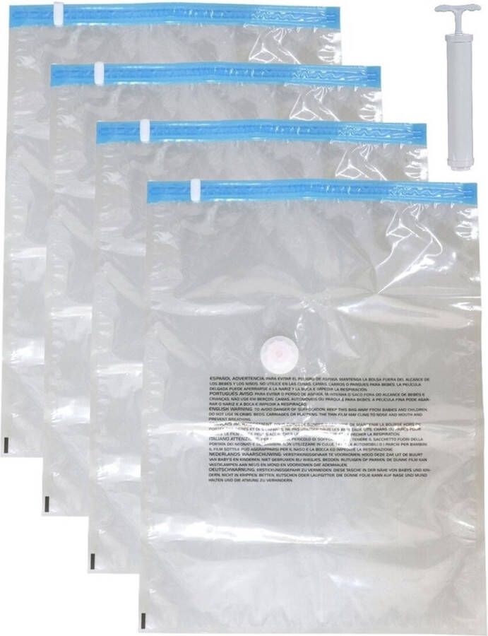 Bolsa Vacuumzakken voor kleding textiel Vacuum opbergzakken 4x stuks transparant 60 x 80 cm met