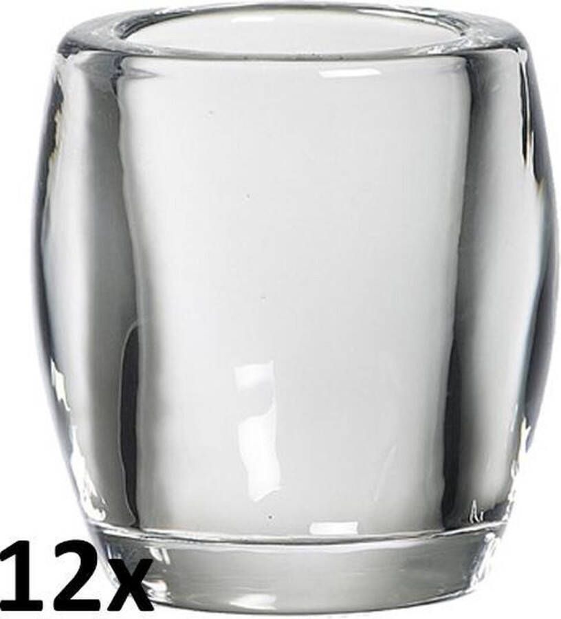 Bolsius 12 stuks transparant glazen Relight refillkaarsen houder ovaal 100 84