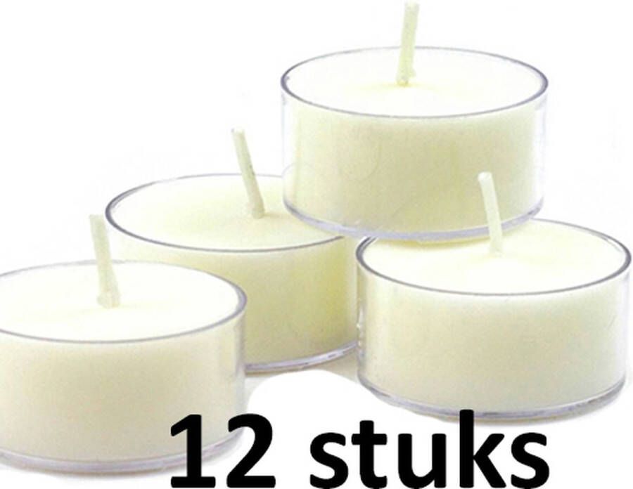 Bolsius 12 stuks witte (8 uur) maxi waxinelichtjes in transparante clear cups