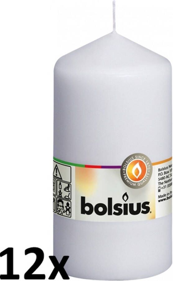 Bolsius 12 stuks witte stompkaarsen 130 70 (43 uur)