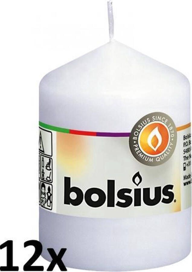 Bolsius 12 stuks witte stompkaarsen 80 60 (22 uur)