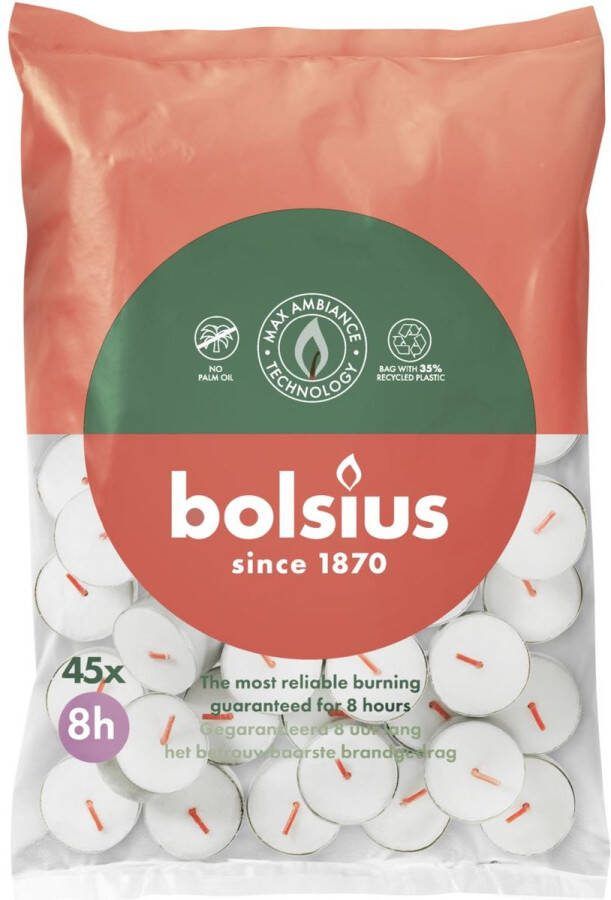 Bolsius 270 Waxinelichtjes Theelichtjes Wit 8 branduren
