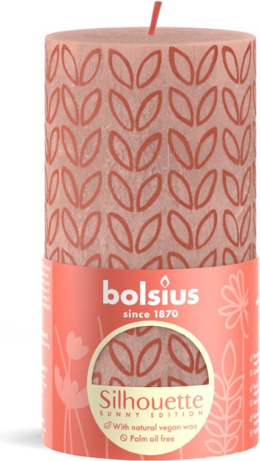 Bolsius 2x Rustiek printed stompkaars 130 68 Misty Pink Silhouette