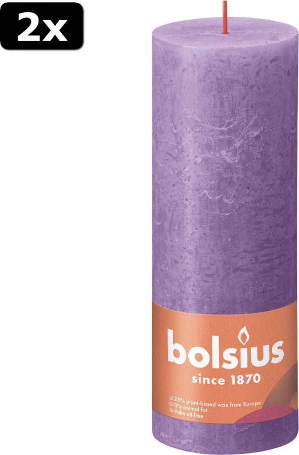 Bolsius 2x Rustiek stompkaars 190 68 Vibrant Violet