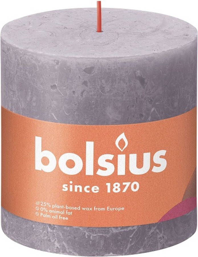 Bolsius 3 stuks paars rustiek stompkaarsen 100 100 (62 uur) Eco Shine Frosted Lavender